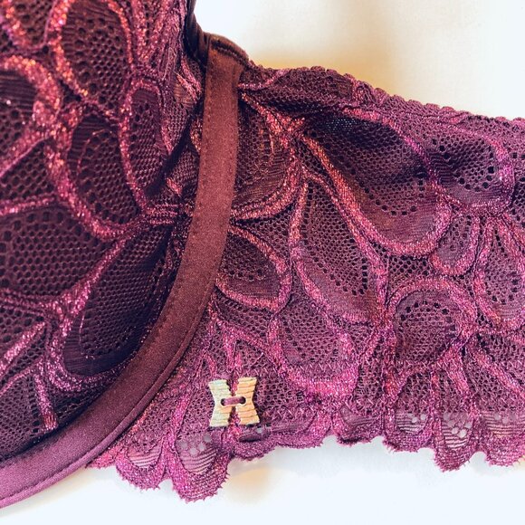 Savage X Fenty Not Sorry Lace Balconette Bra 38DDD, Lightly Padded Purple NEW - Picture 6 of 12